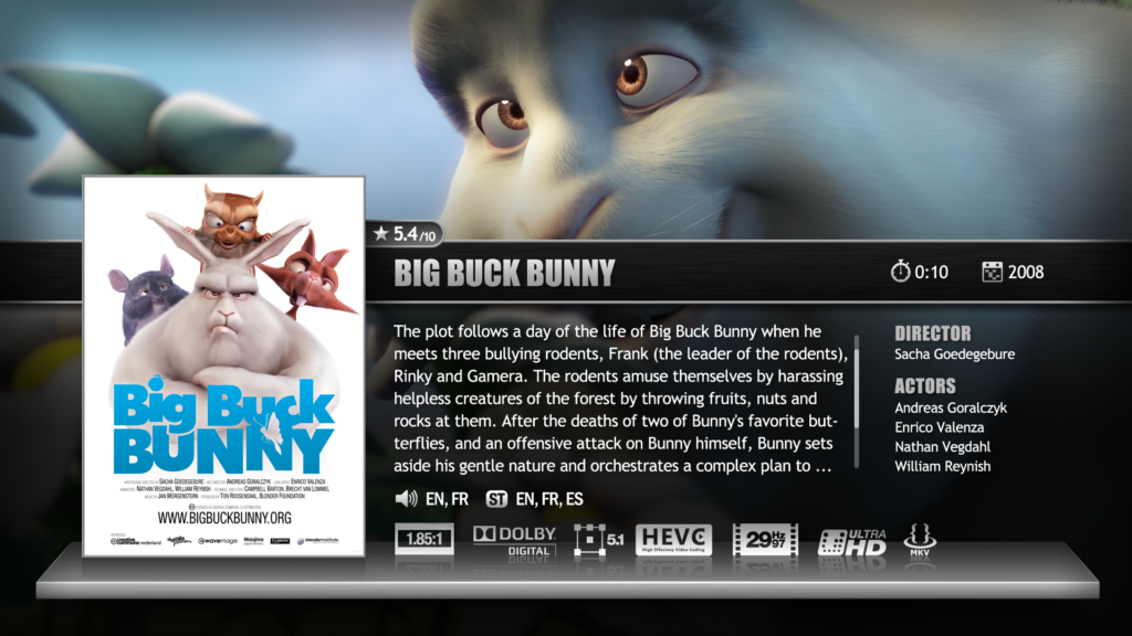 Zappiti big buck bunny