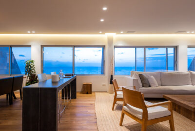Living room designed by an architect with a sea view